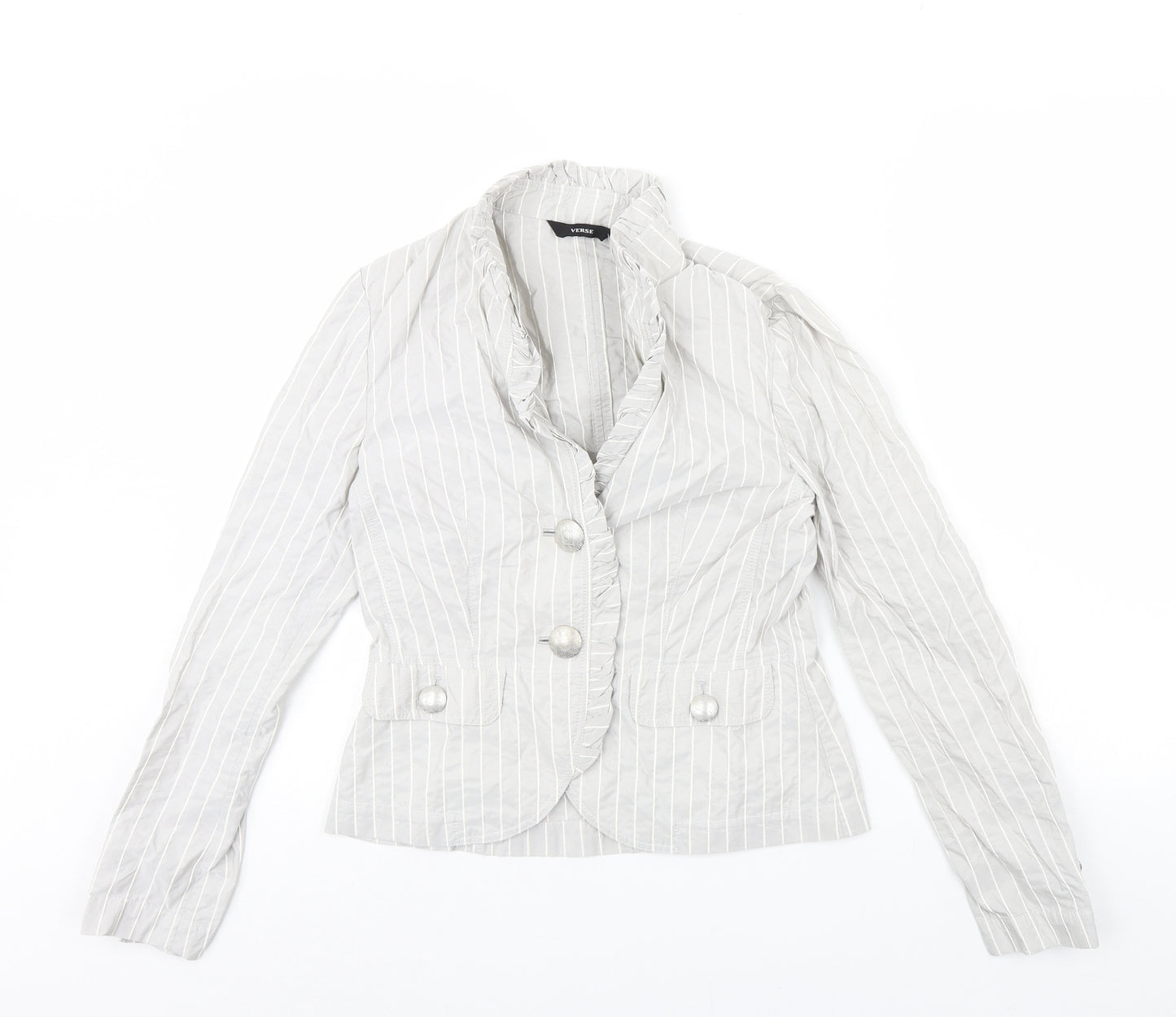 Verse Womens Grey Striped  Jacket  Size 8  - Shoulder Pads