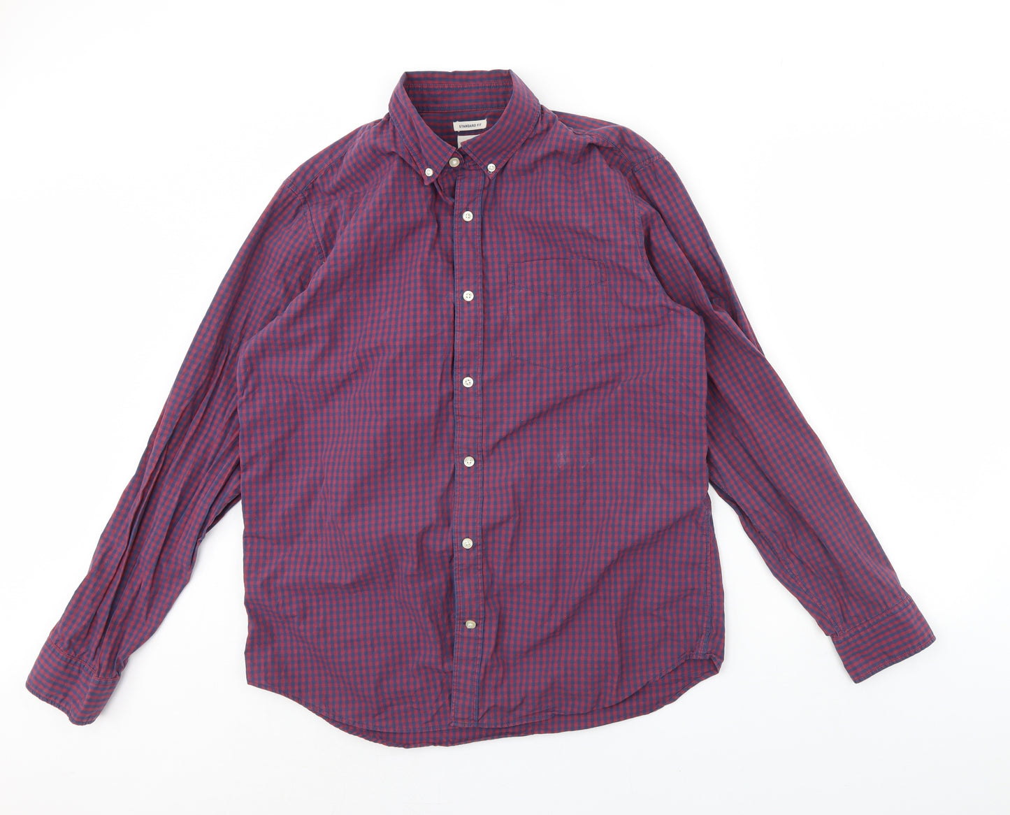 Gap Mens Purple Check   Dress Shirt Size L