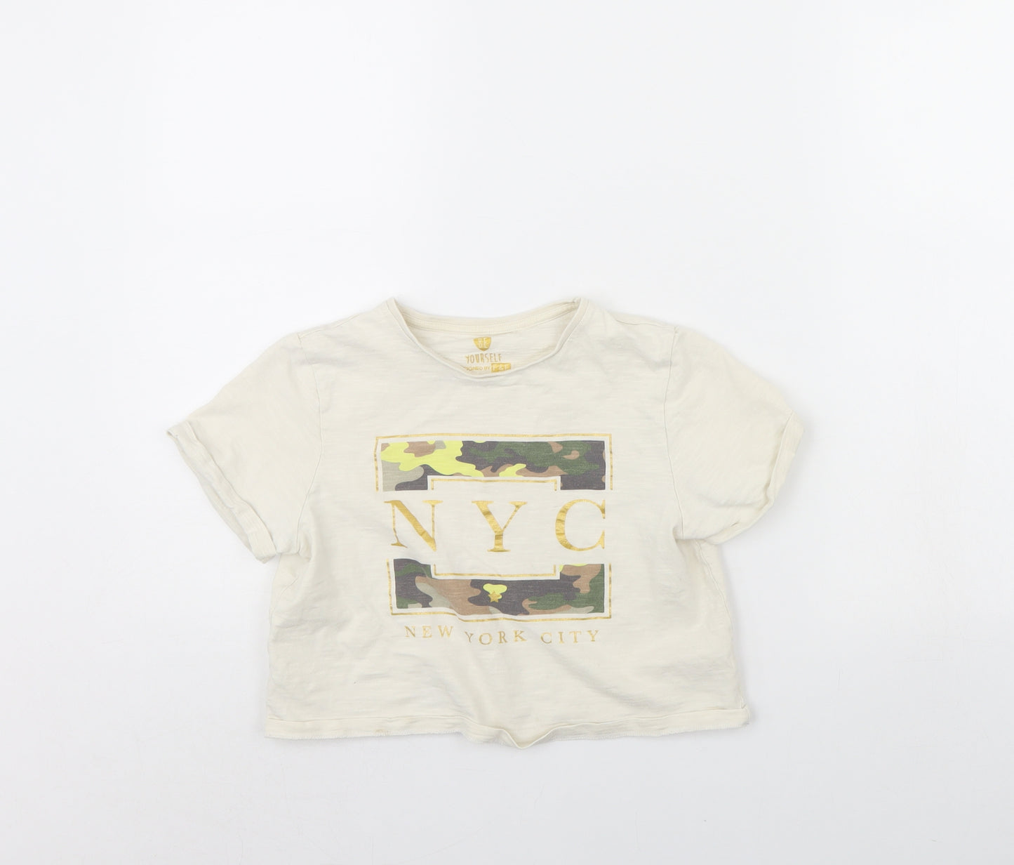 F&F Girls Beige   Cropped T-Shirt Size 10 Years  - nyc