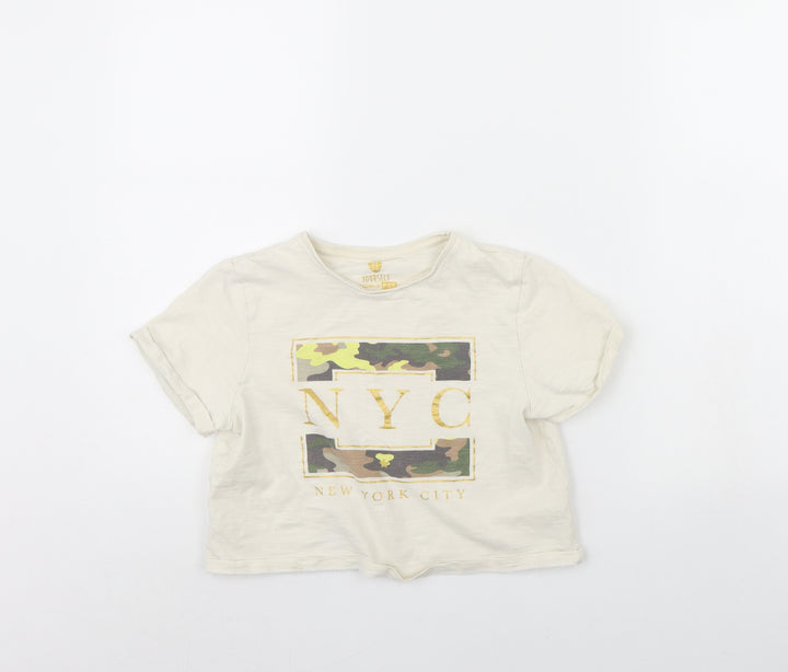 F&F Girls Beige   Cropped T-Shirt Size 10 Years  - nyc