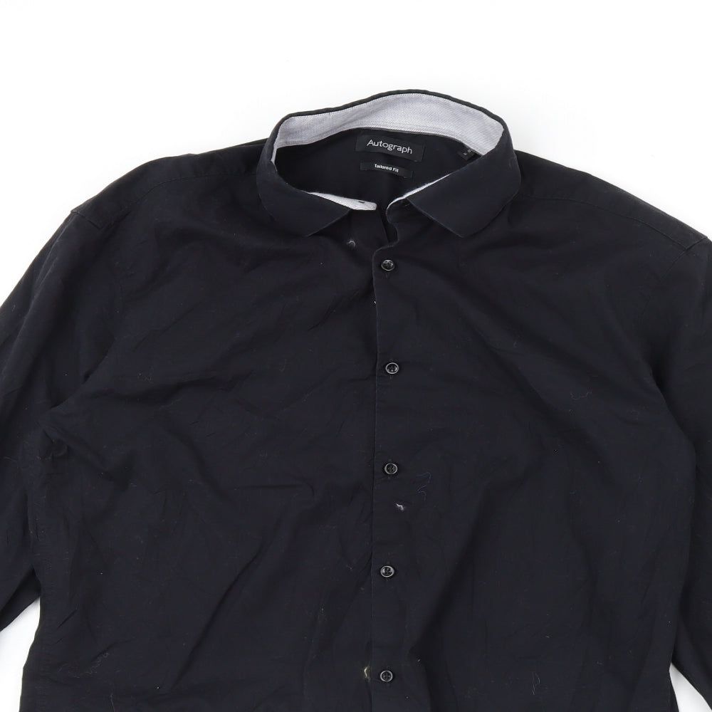 M&S Mens Black    Dress Shirt Size 16