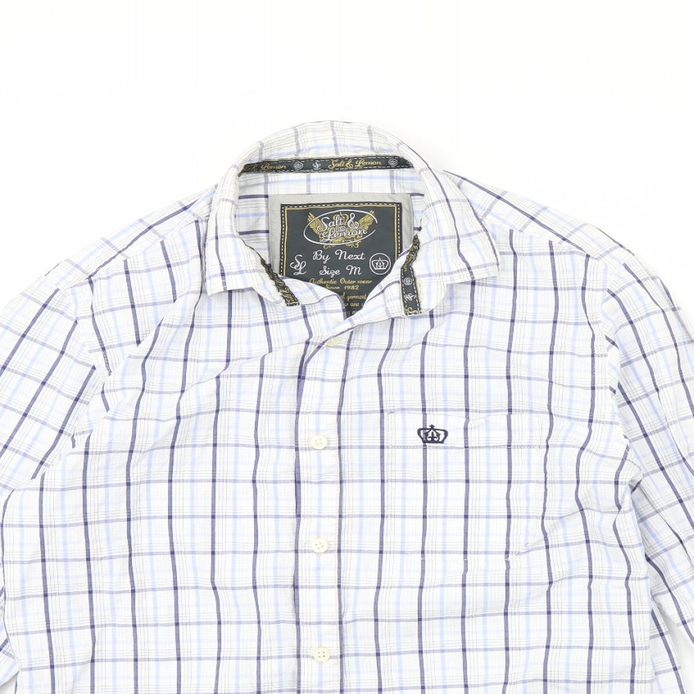 NEXT Mens Blue Check   Dress Shirt Size M