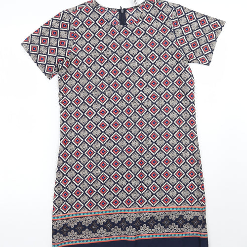 Influence Womens Blue Geometric  A-Line  Size 8