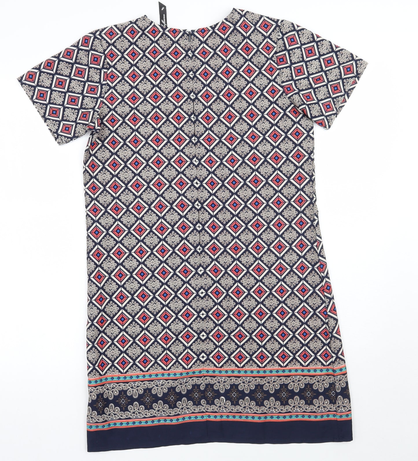 Influence Womens Blue Geometric  A-Line  Size 8