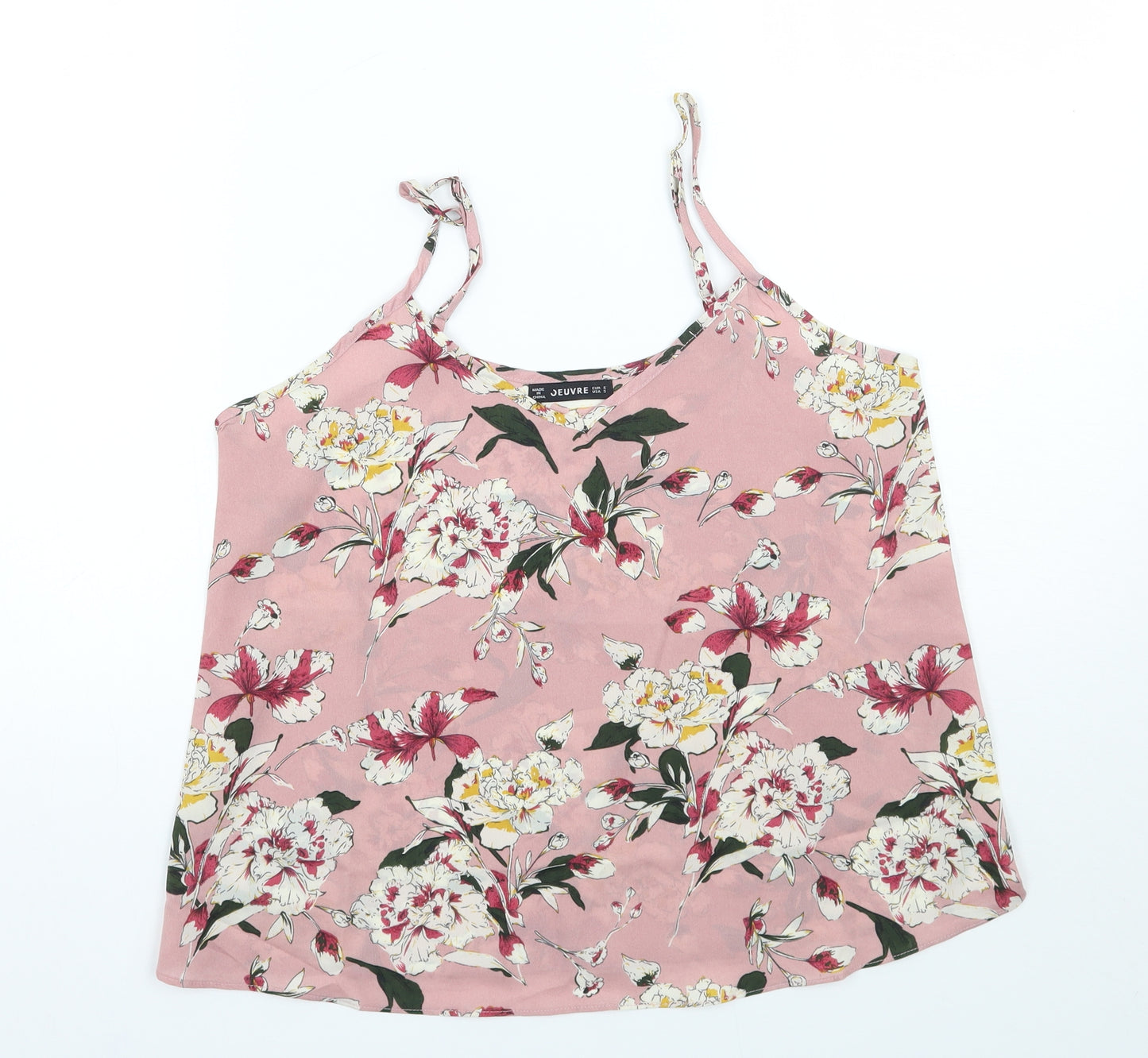 Jeuvre Womens Pink Floral  Basic Tank Size S