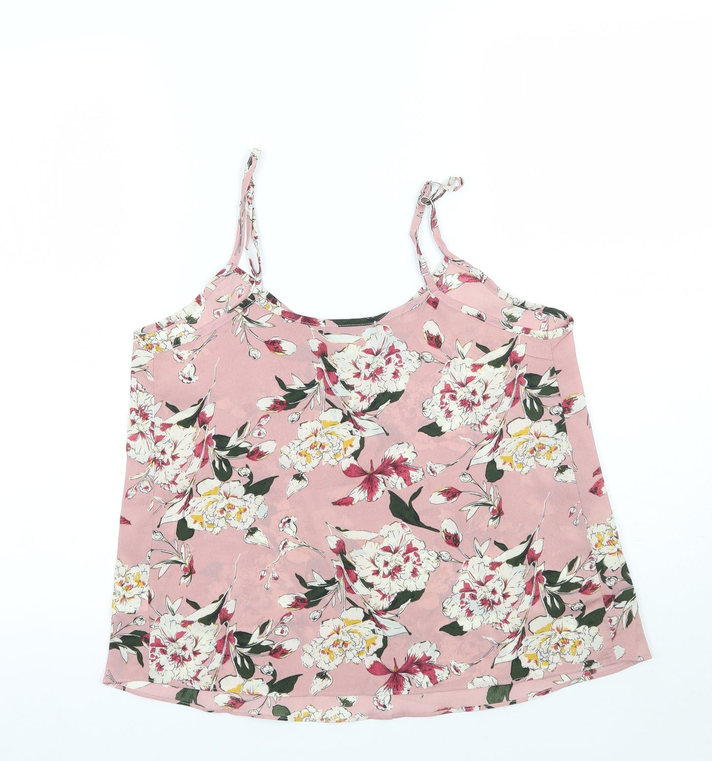 Jeuvre Womens Pink Floral  Basic Tank Size S