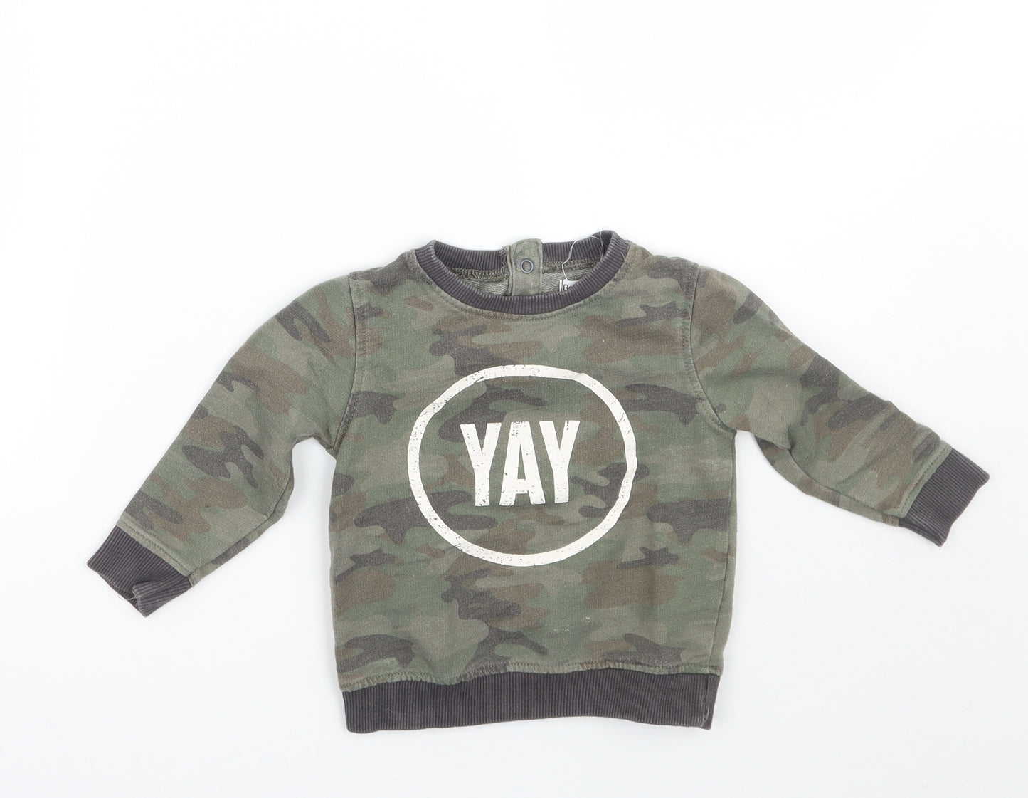 Babaluno Boys Green Camouflage  Pullover Jumper Size 12-18 Months