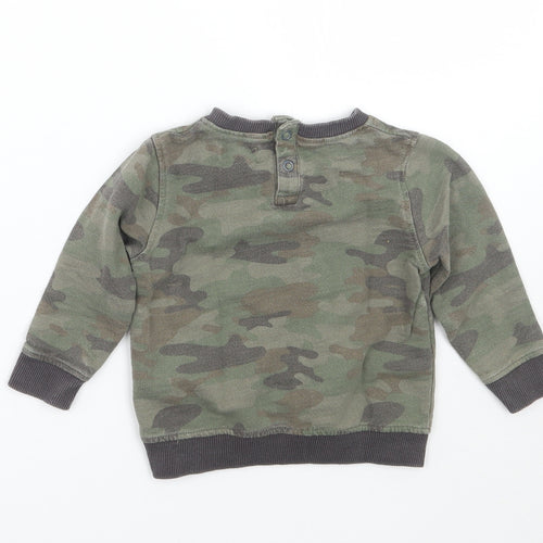 Babaluno Boys Green Camouflage  Pullover Jumper Size 12-18 Months