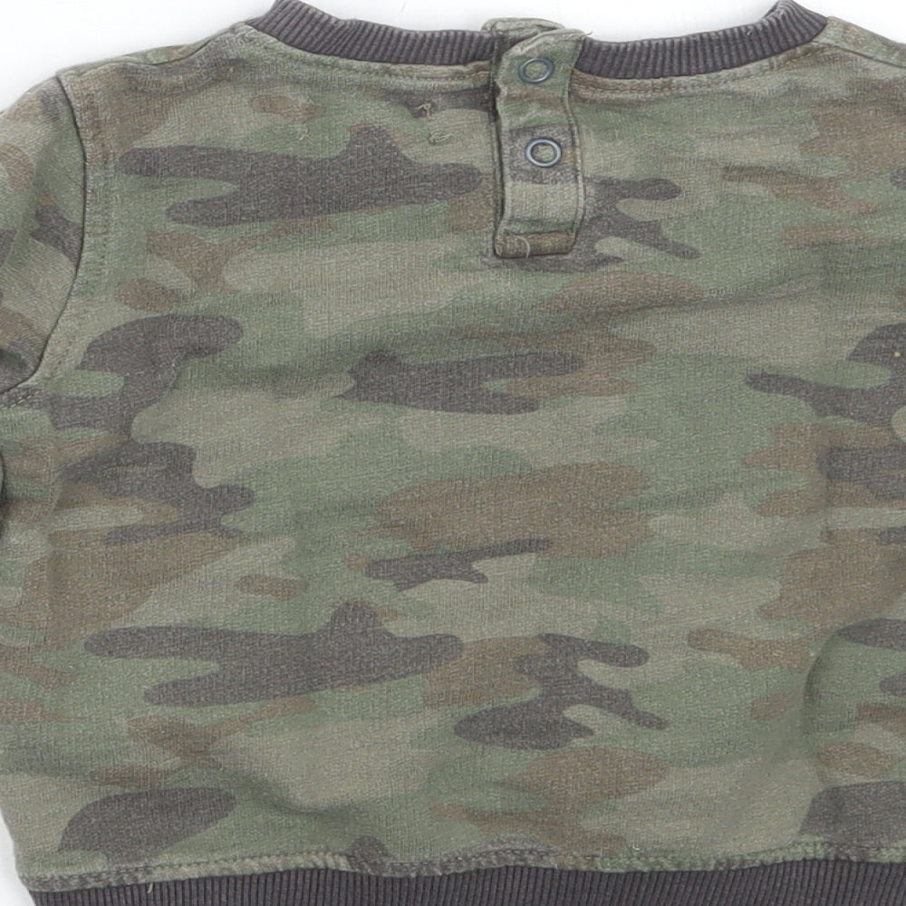 Babaluno Boys Green Camouflage  Pullover Jumper Size 12-18 Months