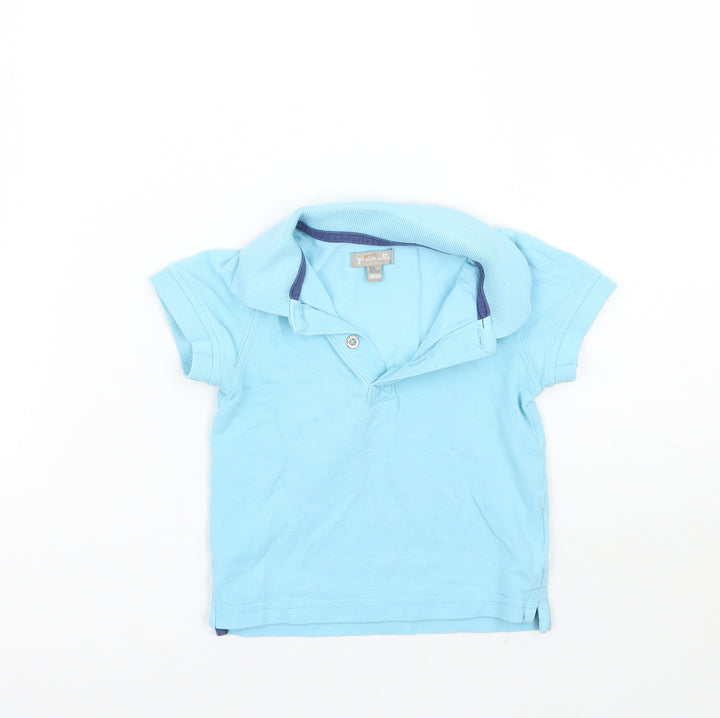 grain de ble Boys Blue Basic Polo Size 12-18 Months