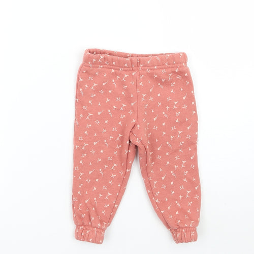 Primark Girls Orange Floral  Jogger Trousers Size 6-9 Months