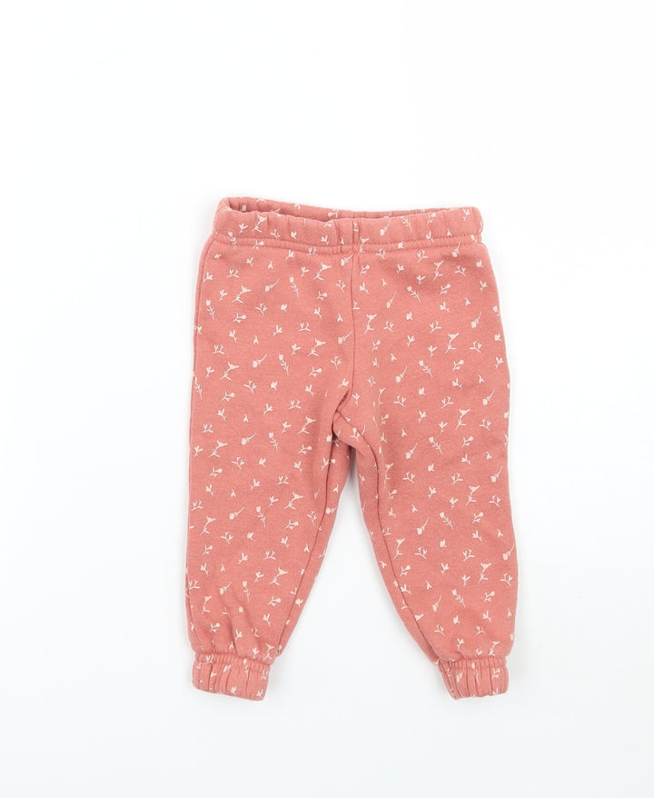 Primark Girls Orange Floral  Jogger Trousers Size 6-9 Months