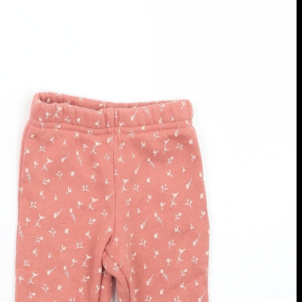 Primark Girls Orange Floral  Jogger Trousers Size 6-9 Months