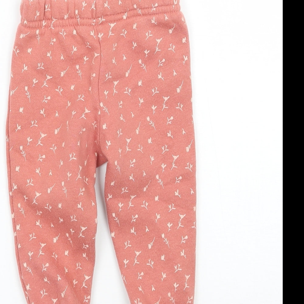 Primark Girls Orange Floral  Jogger Trousers Size 6-9 Months