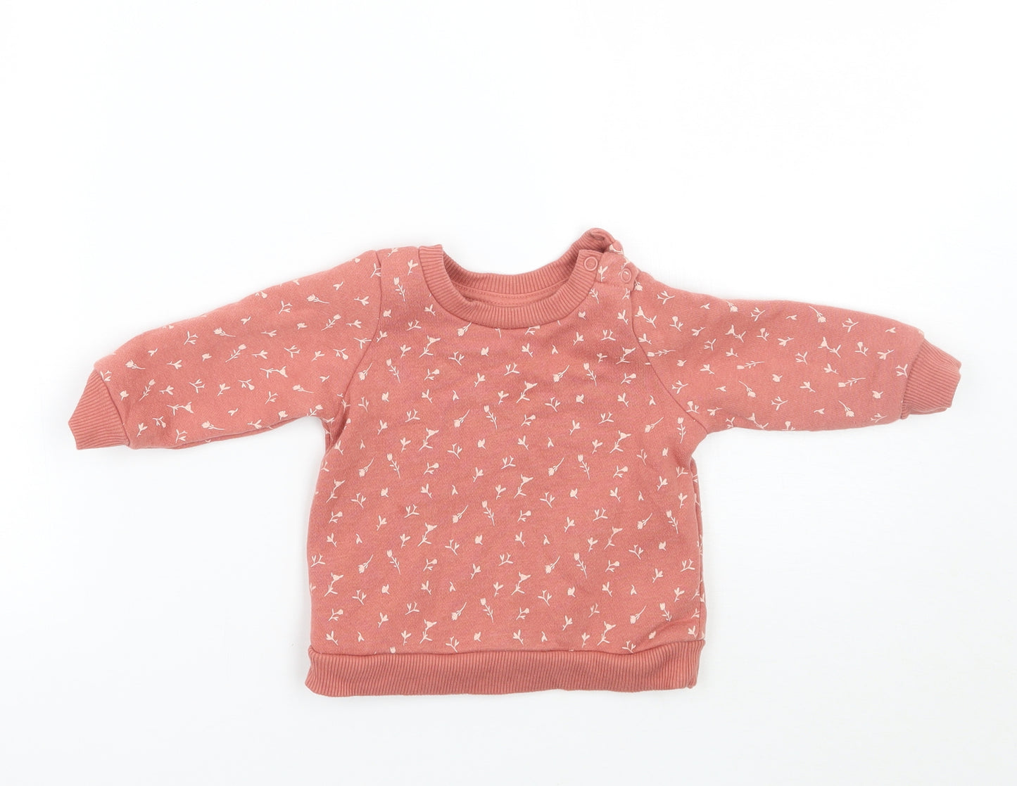 Primark Girls Orange Floral  Pullover Jumper Size 6-9 Months