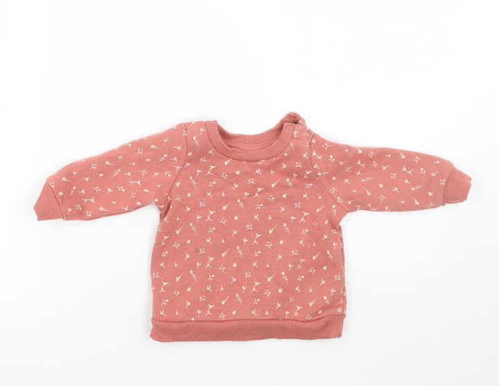 Primark Girls Orange Floral  Pullover Jumper Size 6-9 Months