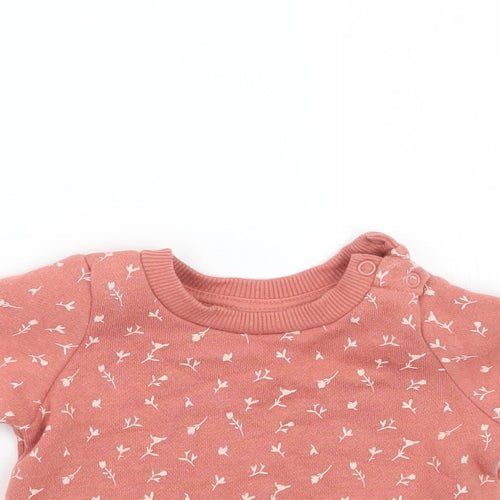 Primark Girls Orange Floral  Pullover Jumper Size 6-9 Months