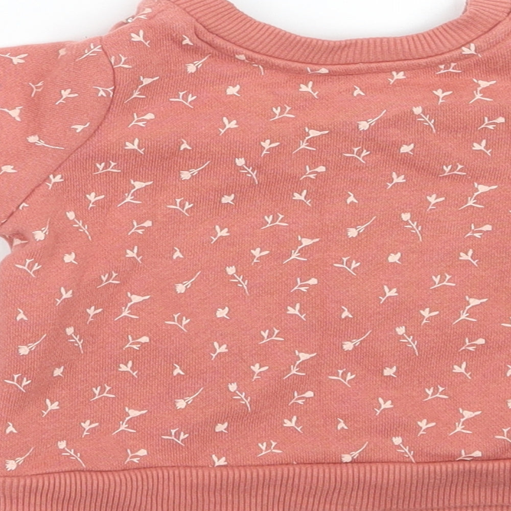 Primark Girls Orange Floral  Pullover Jumper Size 6-9 Months