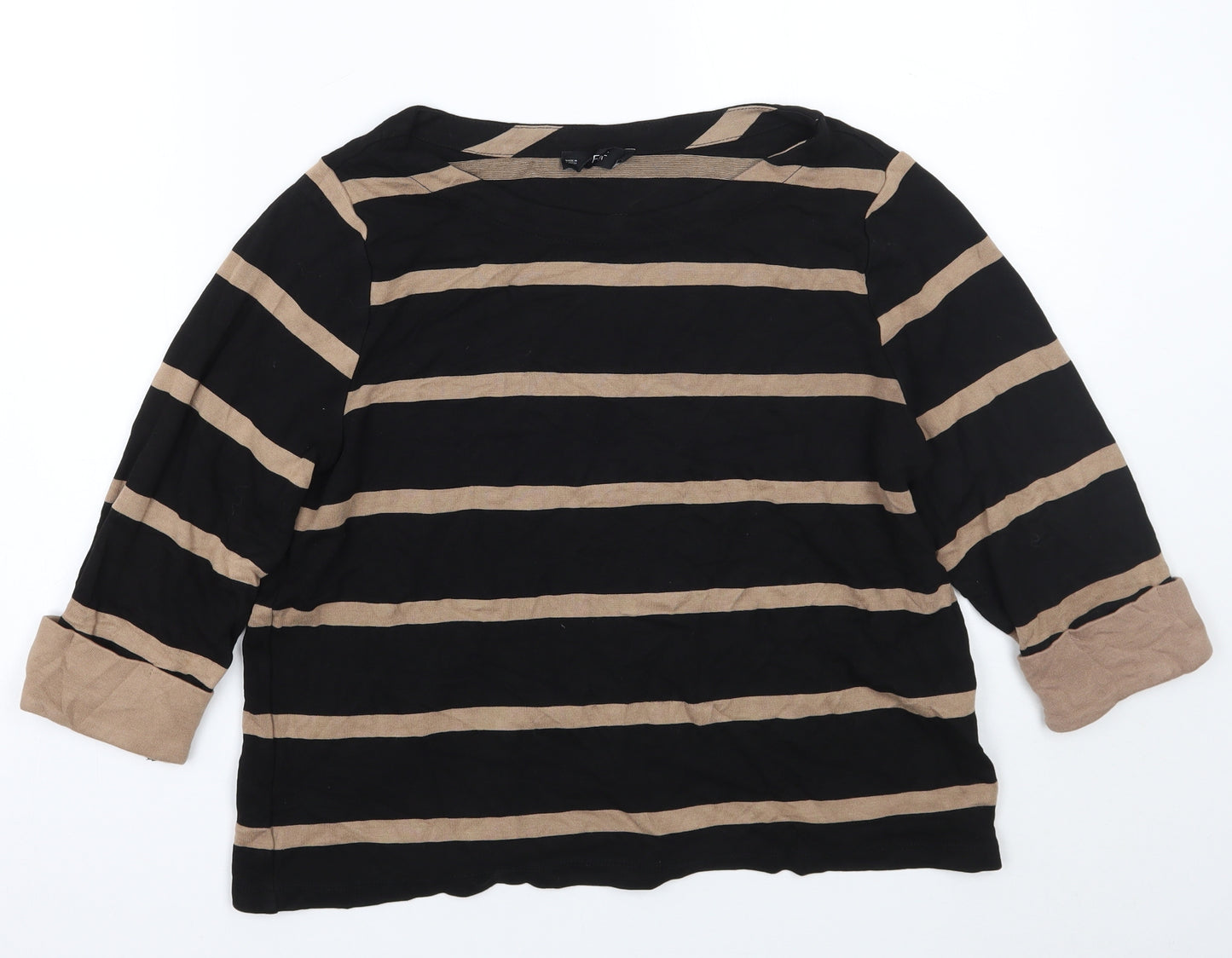 F&F Womens Black Striped  Pullover Jumper Size 14