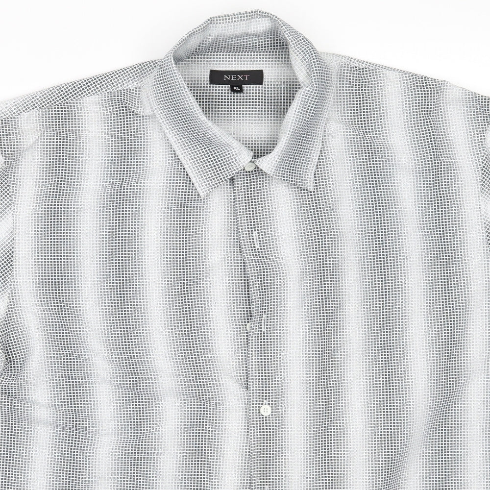 NEXT Mens White Geometric   Button-Up Size XL