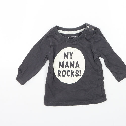 Primark Baby Grey   Basic T-Shirt Size 3-6 Months