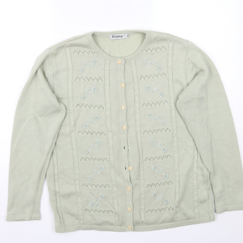 Prima Womens Green   Cardigan Jumper Size L