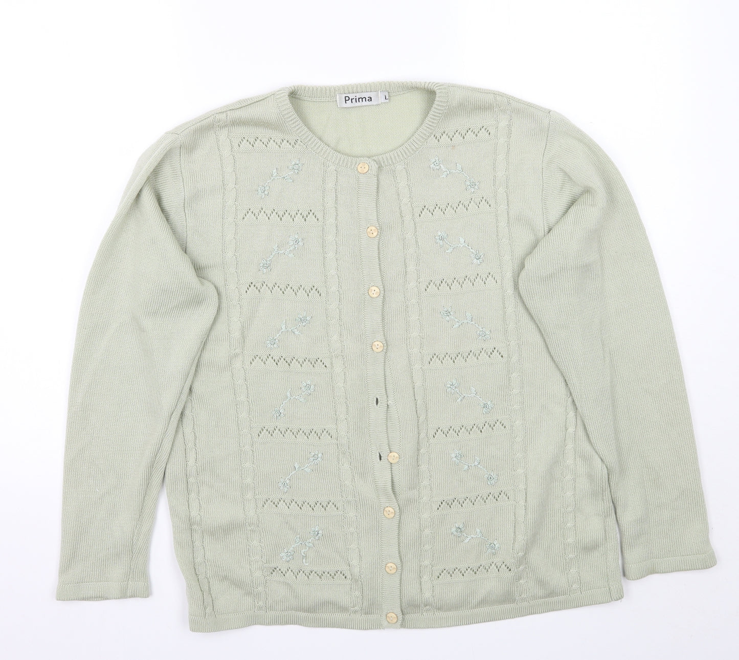 Prima Womens Green   Cardigan Jumper Size L
