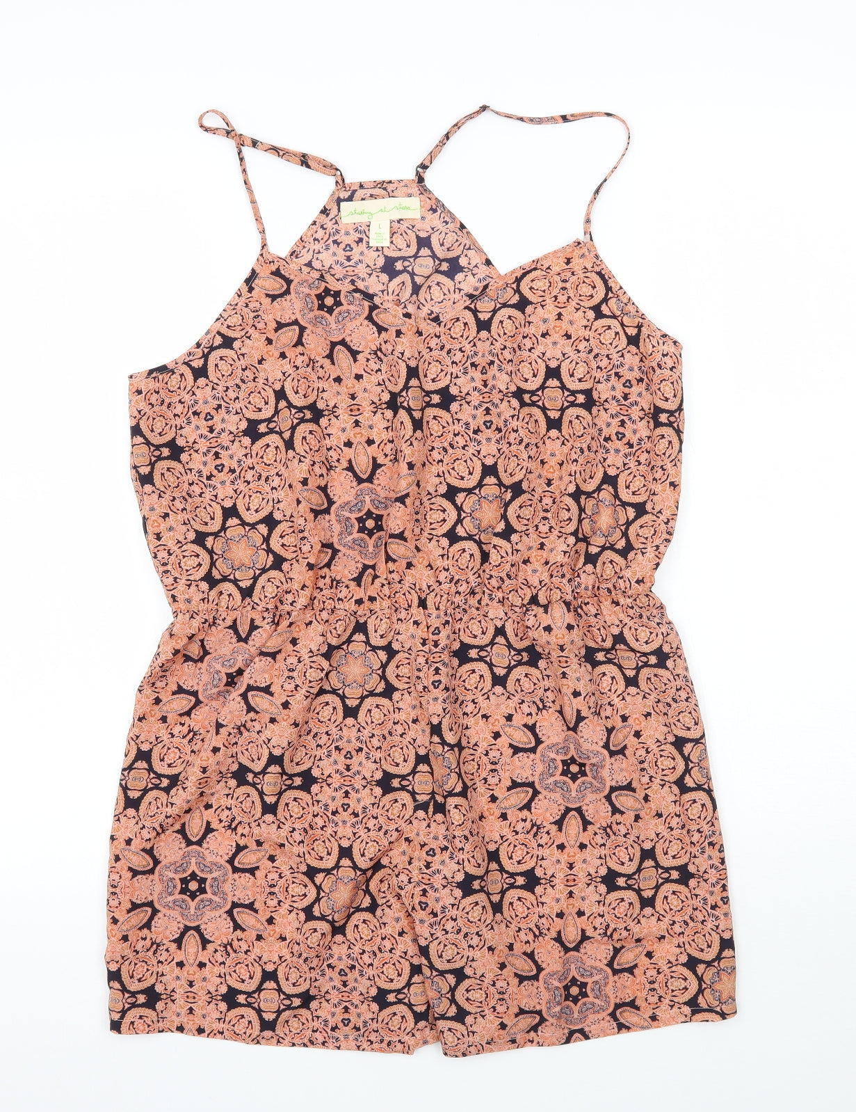 Staring at Stars Womens Orange Paisley  Playsuit One-Piece Size L