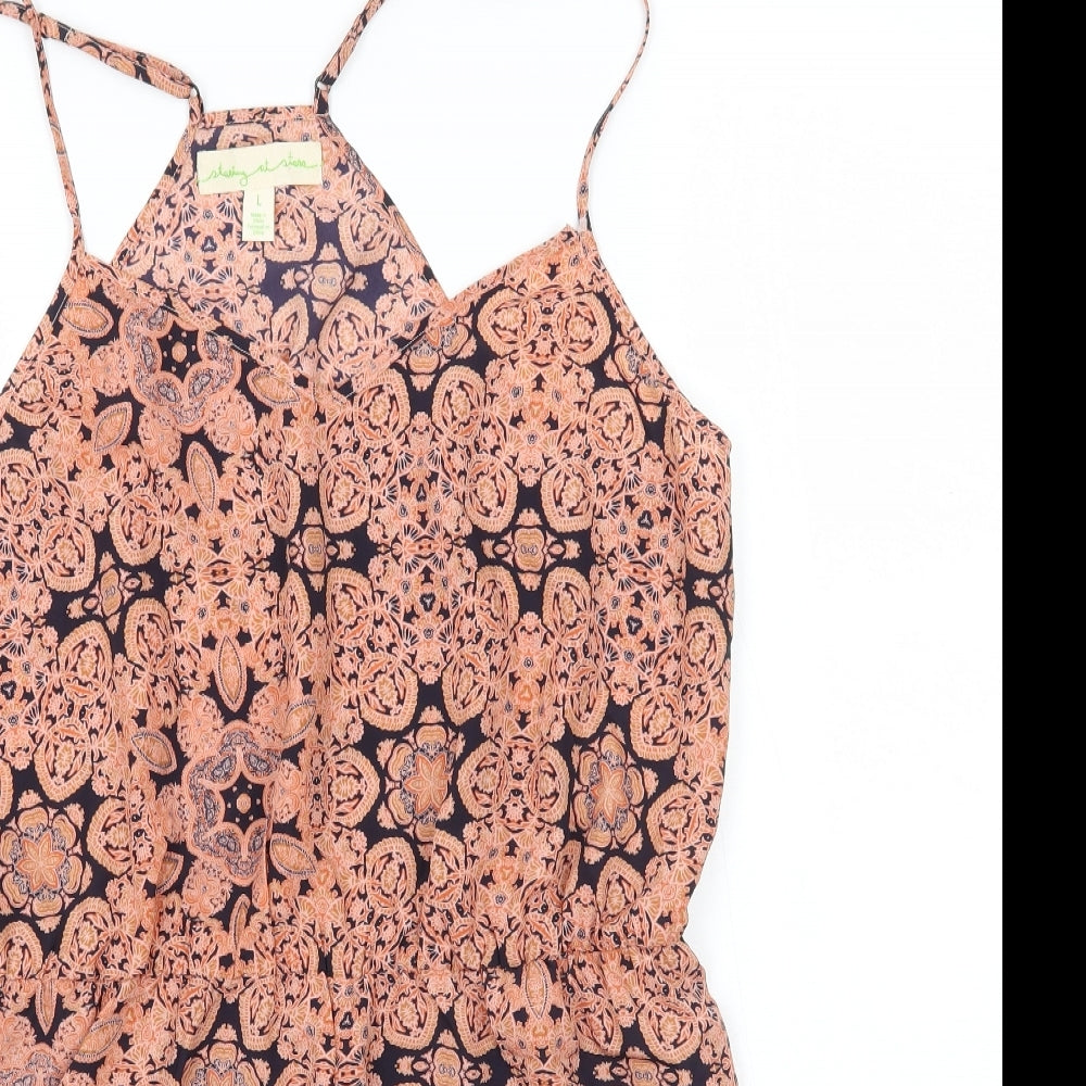 Staring at Stars Womens Orange Paisley  Playsuit One-Piece Size L