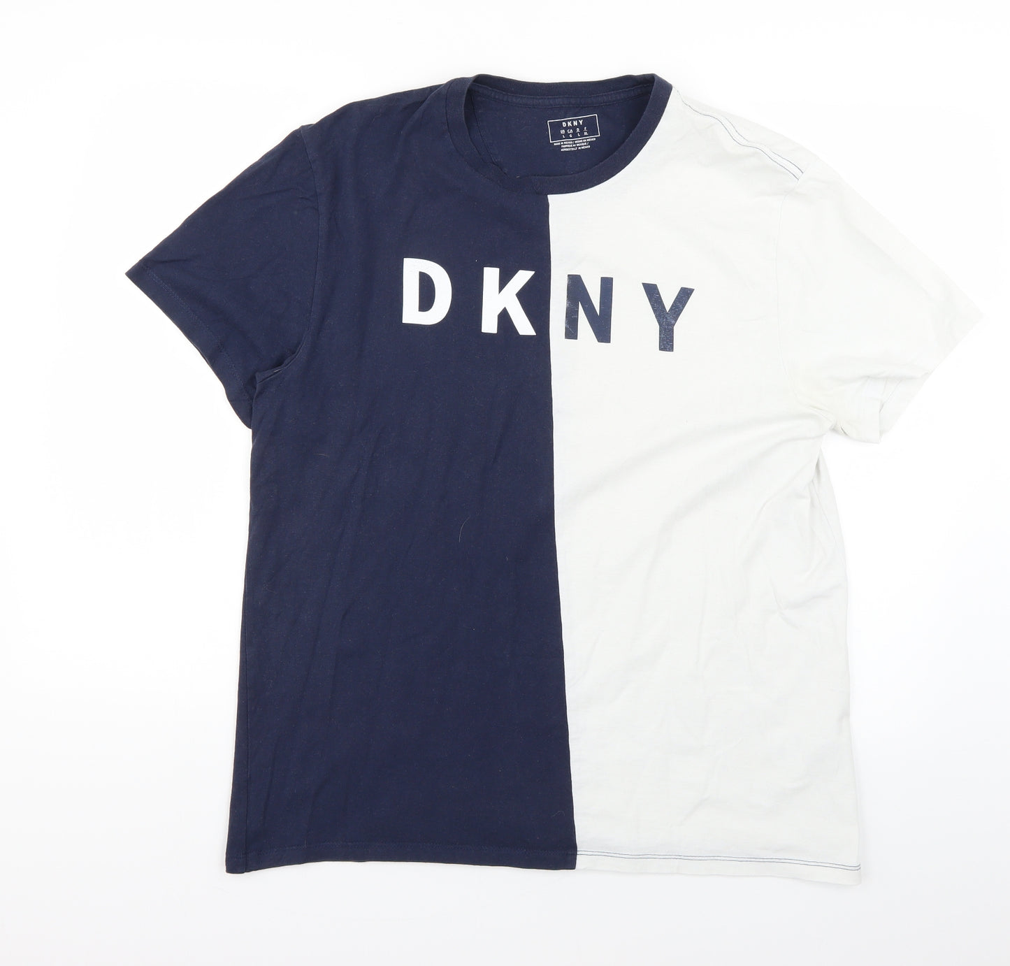 DKNY Mens Blue Geometric   T-Shirt Size L