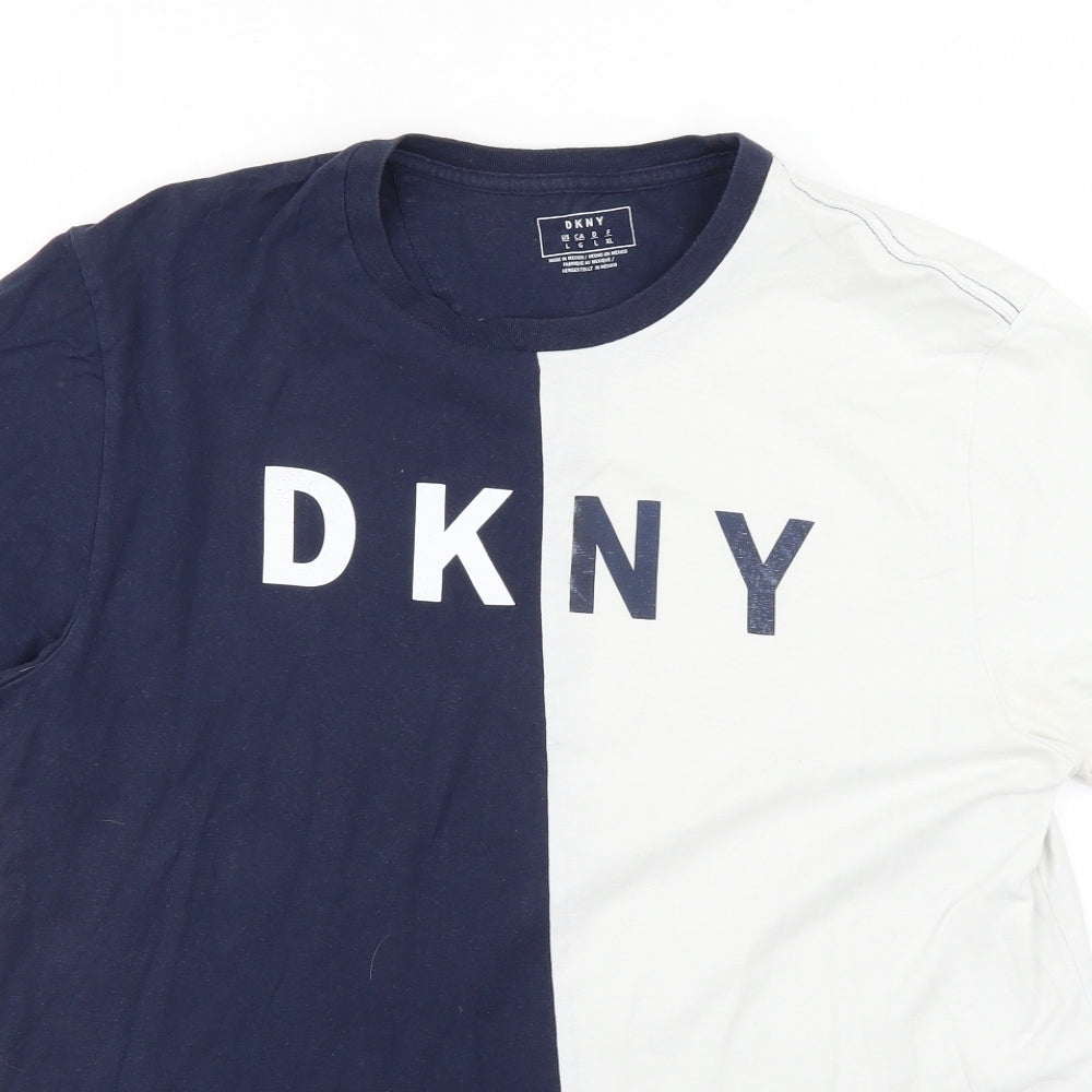 DKNY Mens Blue Geometric   T-Shirt Size L