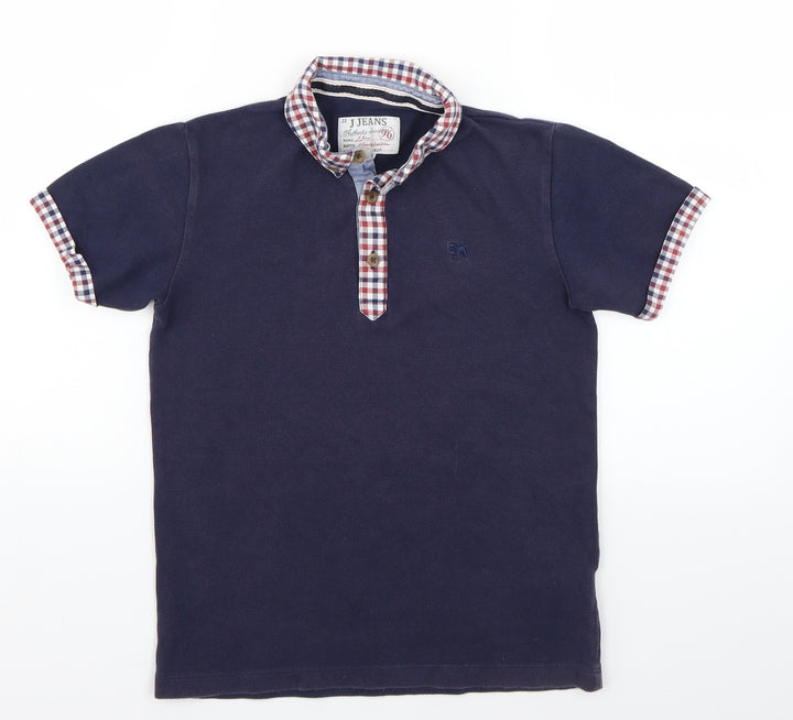 Debenhams Girls Blue Check  Basic Polo Size 9-10 Years
