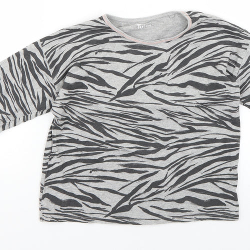 TU Girls Black Animal Print  Basic T-Shirt Size 10 Years