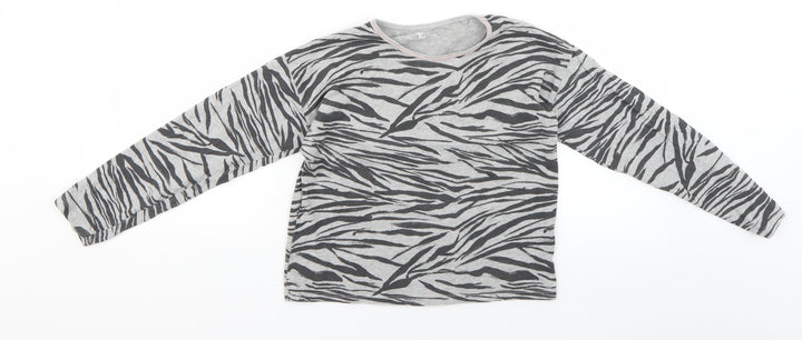 TU Girls Black Animal Print  Basic T-Shirt Size 10 Years
