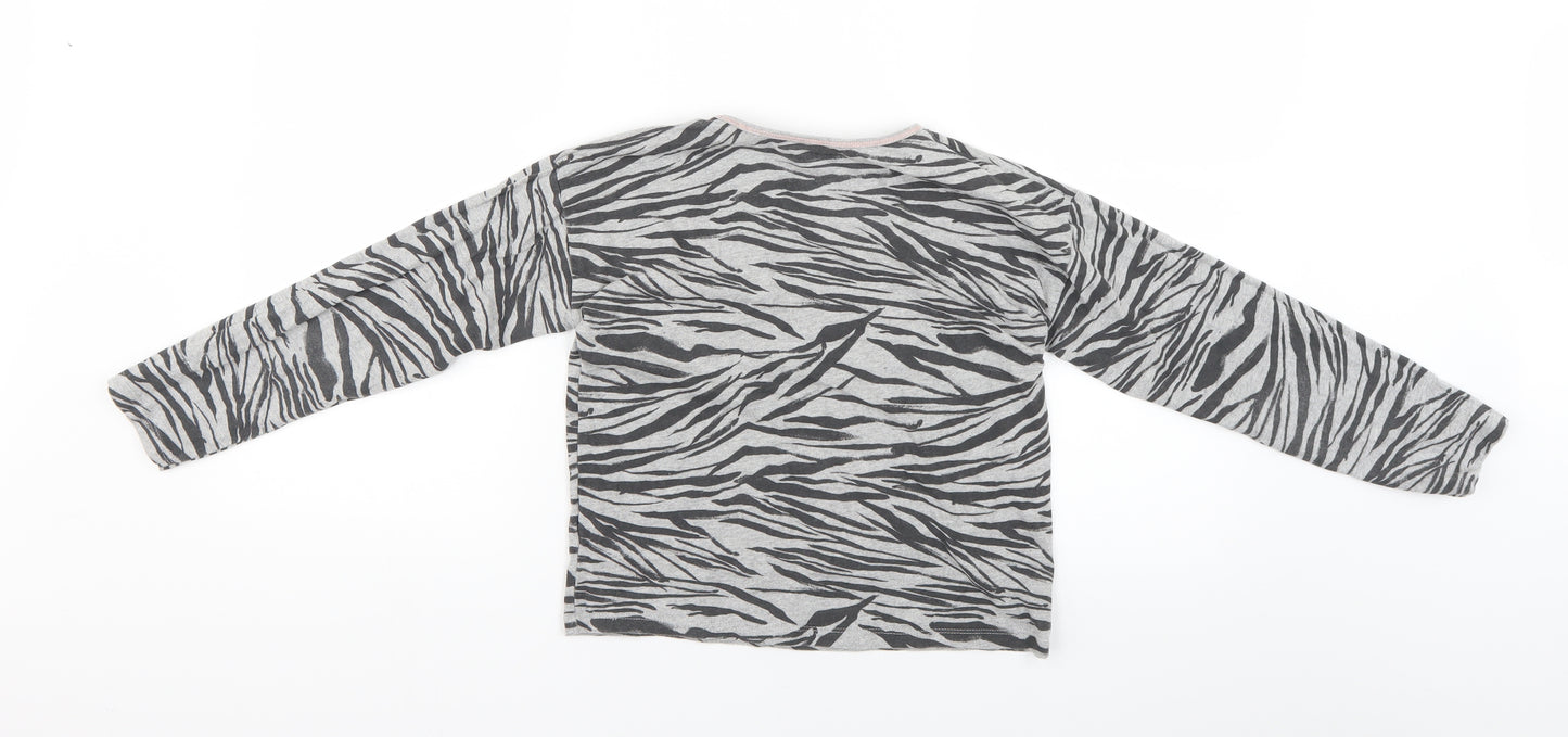 TU Girls Black Animal Print  Basic T-Shirt Size 10 Years