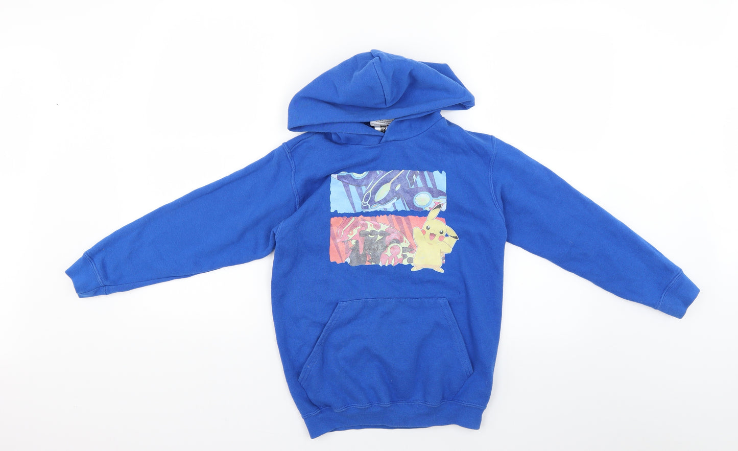 pokemon Boys Blue Geometric  Pullover Hoodie Size 9-10 Years