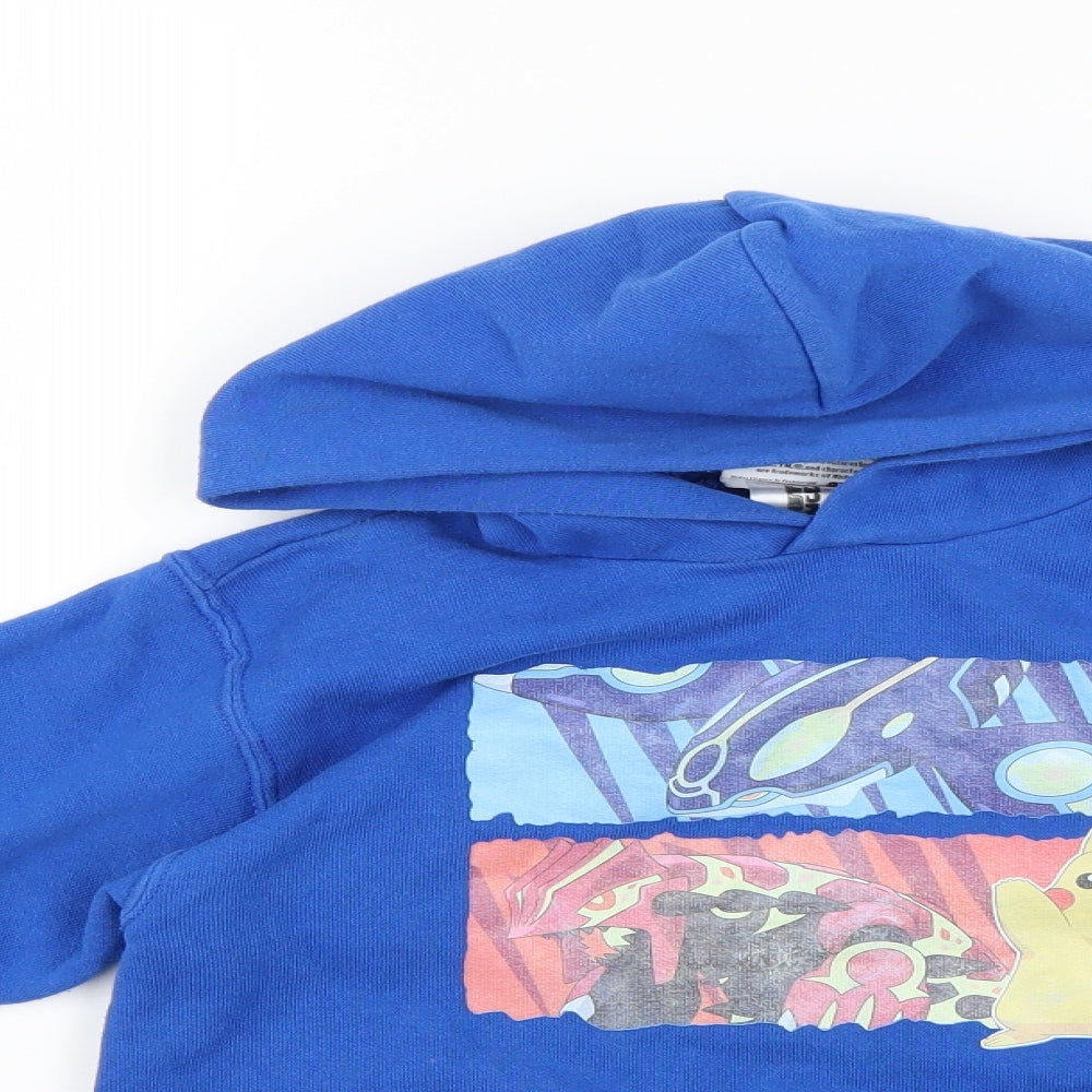 pokemon Boys Blue Geometric  Pullover Hoodie Size 9-10 Years