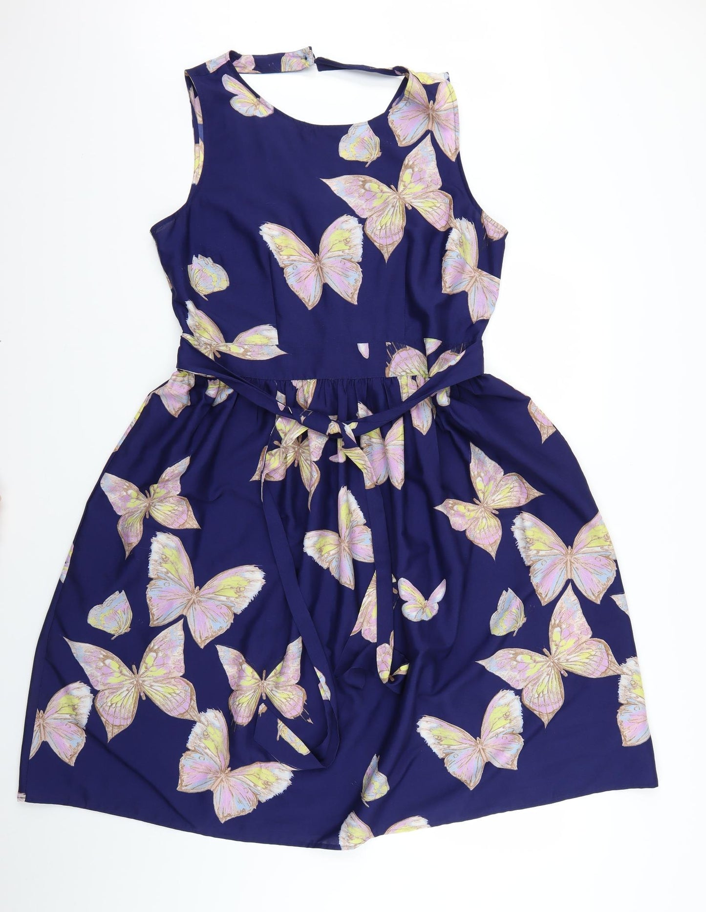 Dorothy Perkins Womens Blue Geometric  Fit & Flare  Size 16