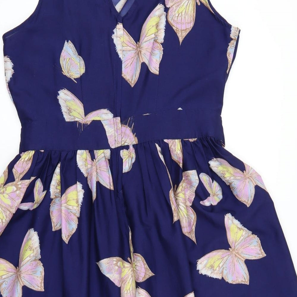 Dorothy Perkins Womens Blue Geometric  Fit & Flare  Size 16