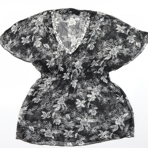 beachlife Womens Black Floral  Pullover Casual Size M