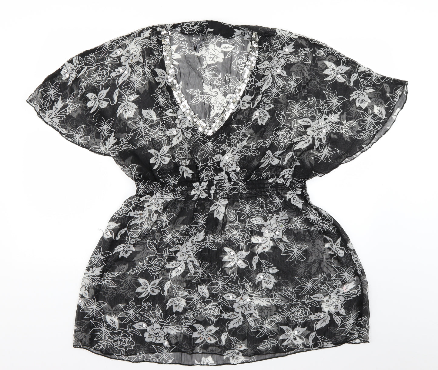 beachlife Womens Black Floral  Pullover Casual Size M