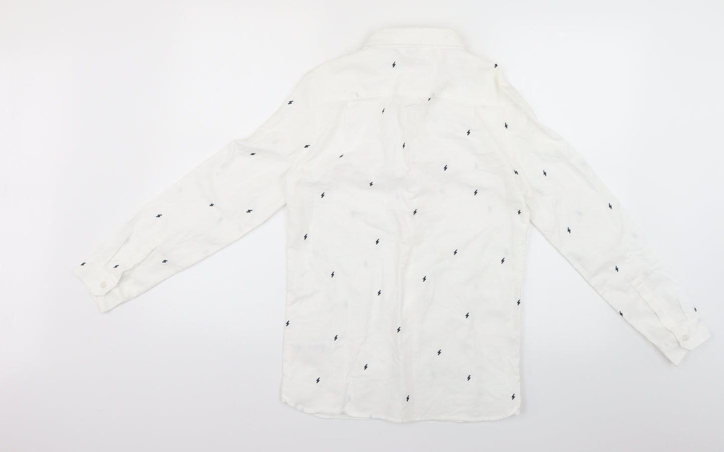 Marks & Spencer Boys White Geometric  Basic Button-Up Size 12-13 Years