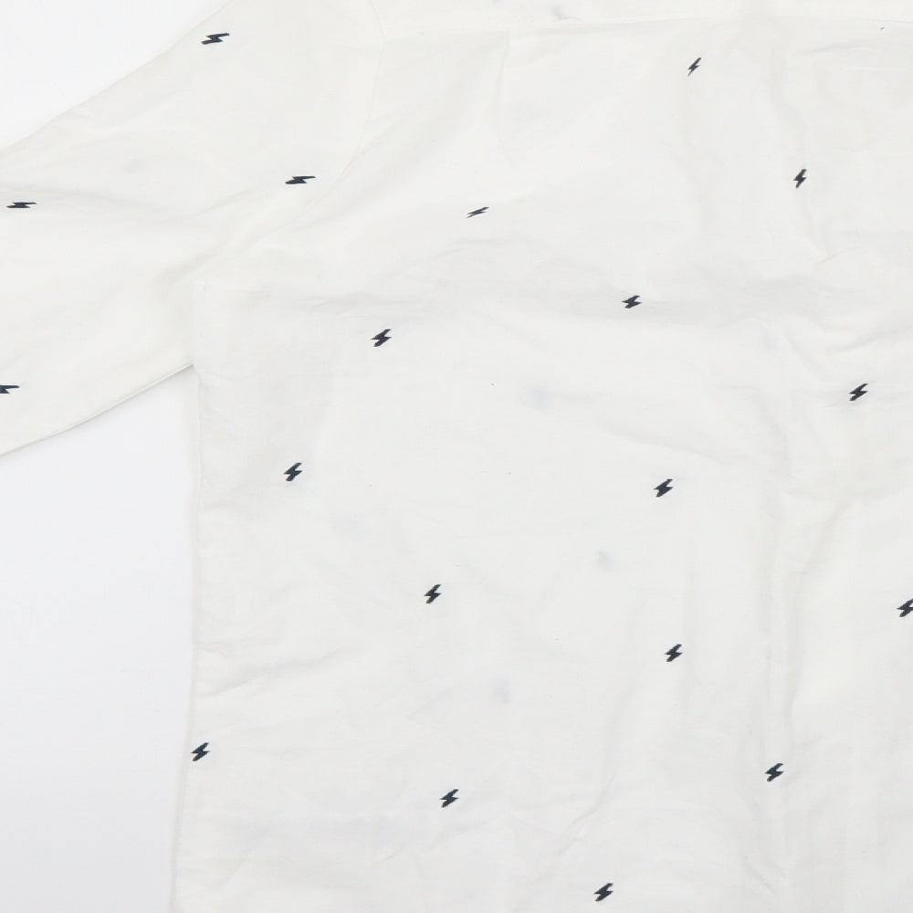 Marks & Spencer Boys White Geometric  Basic Button-Up Size 12-13 Years