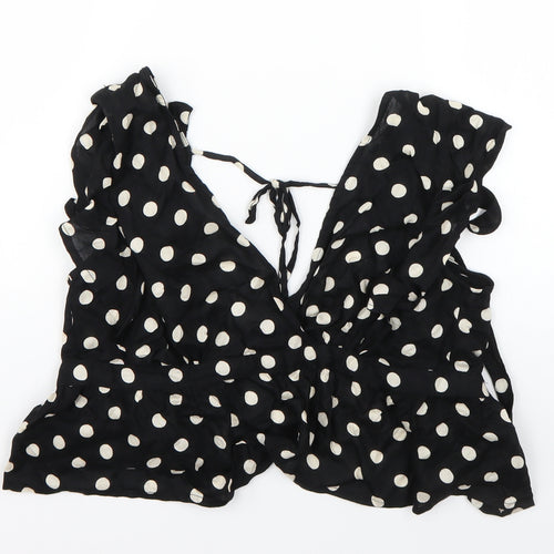 Topshop Womens Black Polka Dot  Wrap Blouse Size 8