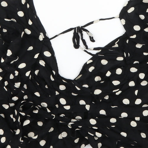Topshop Womens Black Polka Dot  Wrap Blouse Size 8