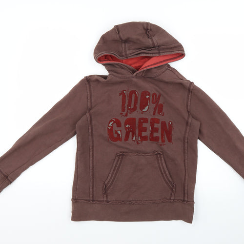 100% green Boys Brown Geometric  Pullover Hoodie Size 10 Years