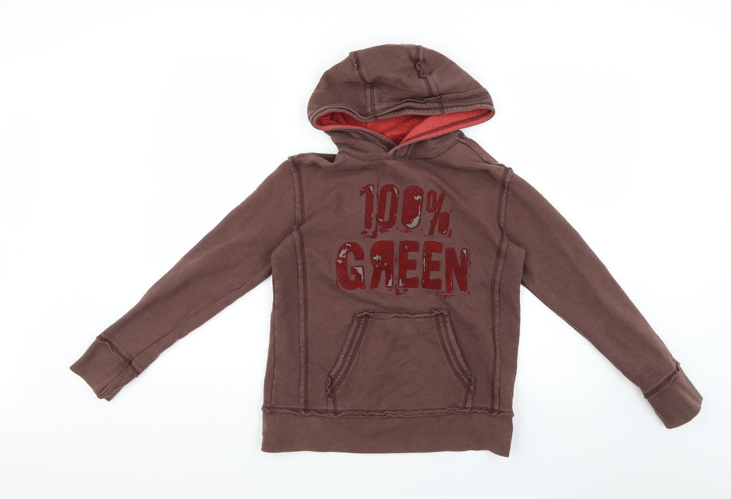 100% green Boys Brown Geometric  Pullover Hoodie Size 10 Years