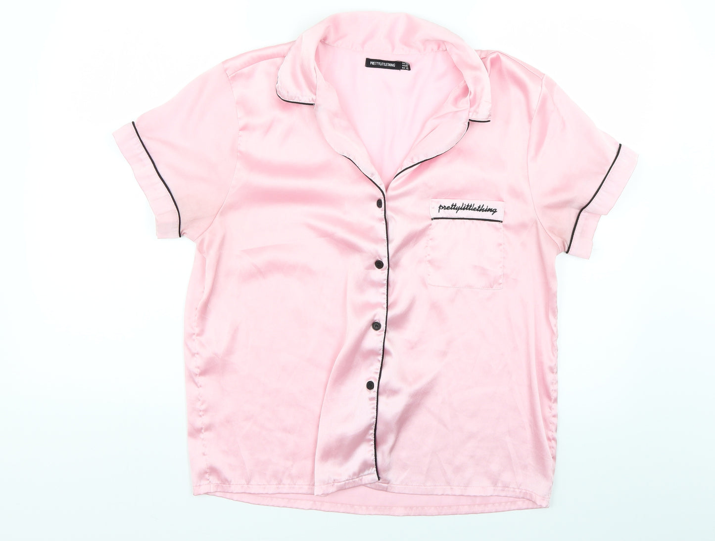 PRETTYLITTLETHING Womens Pink Solid  Babydoll Pyjama Top Size 10