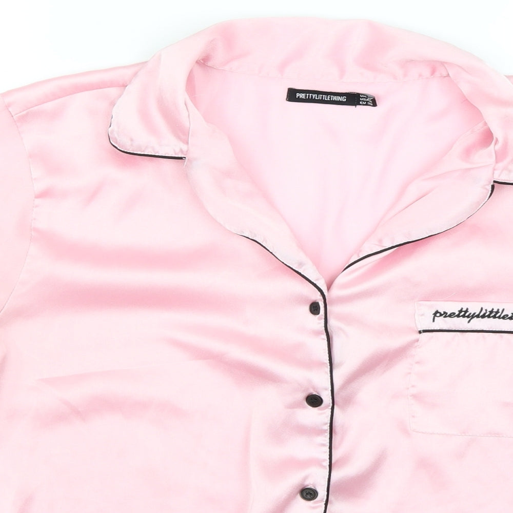 PRETTYLITTLETHING Womens Pink Solid  Babydoll Pyjama Top Size 10