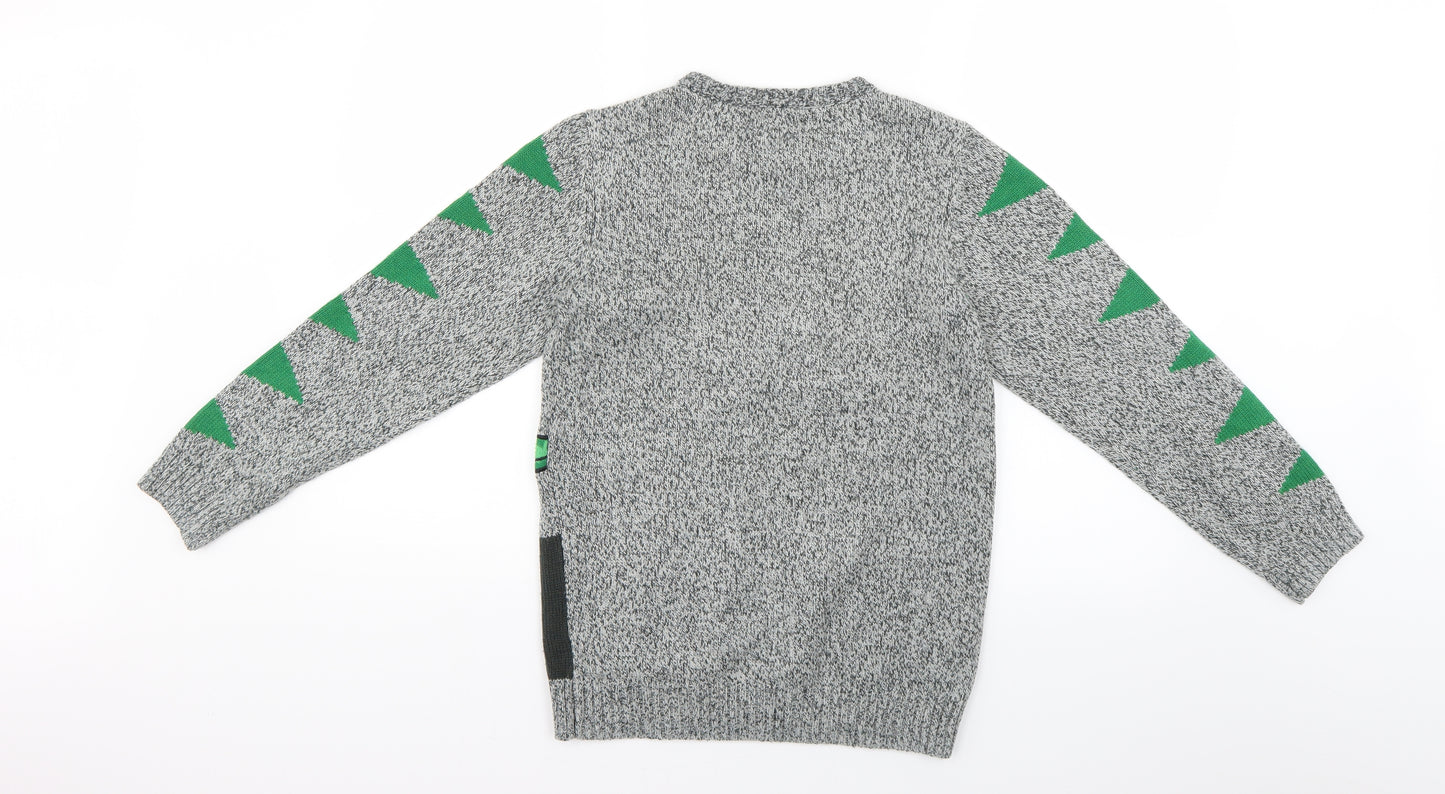 F&F Boys Grey Geometric Knit Pullover Jumper Size 10-11 Years  - Christmas